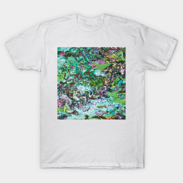 Magic Garden Flow - Colorful Paint Pour/ Fluid Art - Unique and Vibrant Abstract Acrylic Paintings for Art Prints, Canvas Prints, Wall Art, Mugs, Leggings, Phone Cases, Tapestries and More T-Shirt by cherdoodles